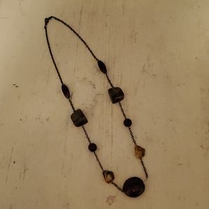 Brown, olive green, cranberry rock necklace